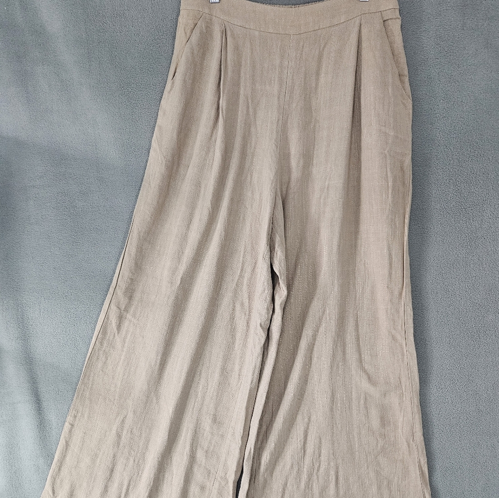 Pink Lily Womens XL Wide Leg Trouser Pants Khaki Chinos Preppy High-Rise